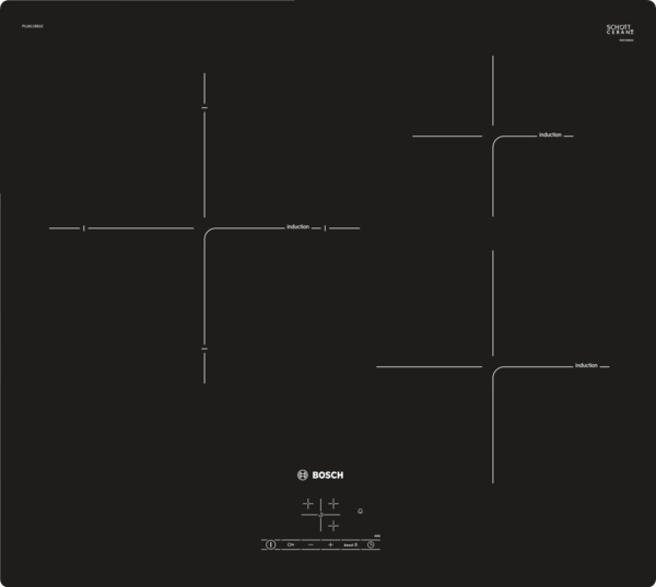 Bosch Hob PUJ611BB1E Induction, Number of burners/cooking zones 3, Black, Display, Timer Bosch Hob PUJ611BB1E Induction, Number of burners/cooking zones 3, Black, Display, Timer