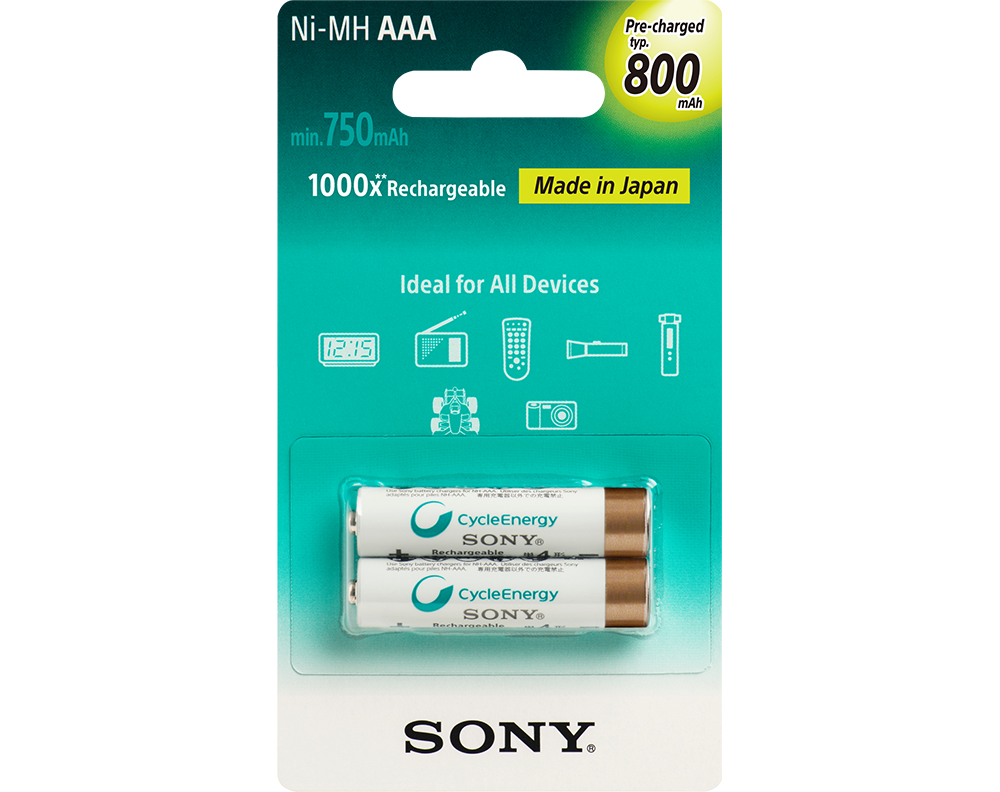 Аккумуляторная батарейка Sony AAA, 1.2 В, 800 МАЧ. Sony Rechargeable Battery AAA 800mah. Батарейки Sony AAA 2 шт. Sony Cycle Energy.