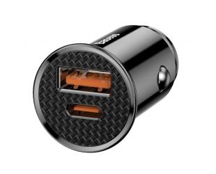 12-24V USB įkroviklis BASEUS 30W  USB + USB-C QC4.0, CCALL-YS01