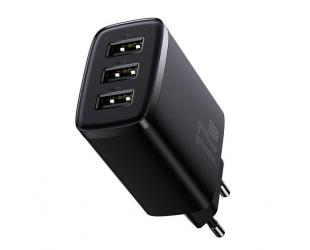 Sieninis USB įkroviklis BASEUS 17W 3xUSB 3.4A, juodas, CCXJ020101