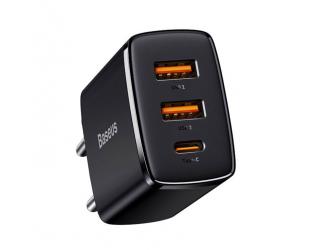 Sieninis USB įkroviklis BASEUS 30W 2xUSB + USB-C, juodas, CCXJ-E01