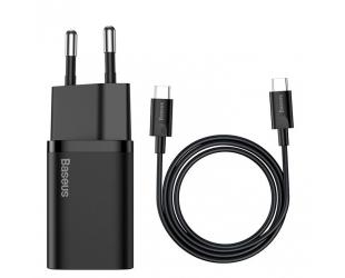 Sieninis USB įkroviklis BASEUS Super Si 25W USB-C, juodas, TZCCSUP-L01