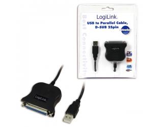 Adapteris Logilink USB 2.0 -> Paralel (LPT)  DB25 , 1,8m DB25, USB A male