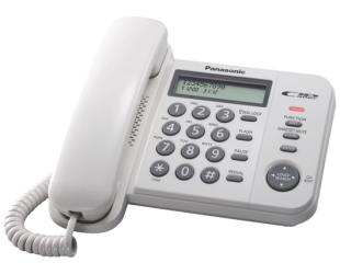 Telefonas Panasonic KX-TS560FXW 588 g, White, Caller ID, Phonebook capacity 50 entries, Built-in display, 198 x 195 x 95 mm