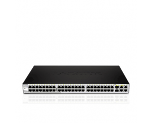 Komutatorius D-LINK DGS-1210-52, Gigabit Smart Switch with 48 10/100/1000Base-T ports and 4 Gigabit MiniGBIC (SFP) ports, 802.3x Flow Control, 802.3ad