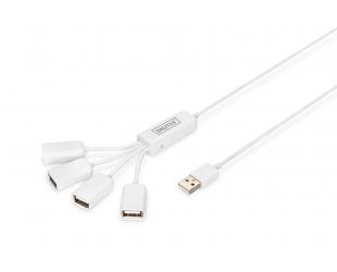 Kabelis Digitus USB 2.0 Cable Hub, 4-Port 4x USB A/F, 1x USB A male, DC2.5mm (PSU not incl.) DA-70216