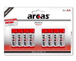 Baterijos Arcas AA/LR6, Alkaline, 8 vnt