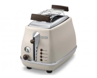 Skrudintuvas Delonghi Toaster CTOV 2103.BG Beigi, Stainless steel, 900 W, Number of slots 2, Bun warmer included