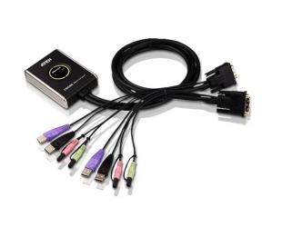 Adapteris Aten 2-Port USB DVI/Audio Cable KVM Switch with Remote Port Selector
