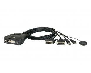 Komutatorius Aten 2-Port USB DVI Cable KVM Switch with Remote Port Selector