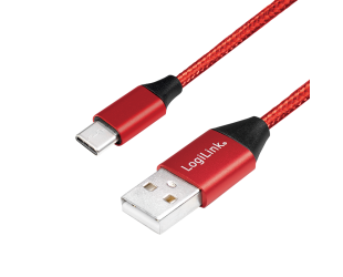 Kabelis Logilink USB 2.0 Cable CU0148 1 m, Red, USB-A Male, USB-C Male