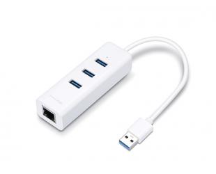 Jungčių stotelė TP-LINK USB 3.0 3-Port Hub & Gigabit Ethernet Adapter 2 in 1 USB Adapter UE330