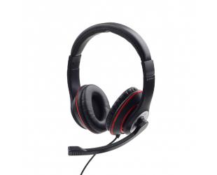 Ausinės Gembird Stereo headset MHS-03-BKRD , Headband/On-Ear, 3.5 mm jack, Black colour with red ring