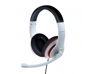 Ausinės Gembird Stereo Headset MHS 03 WTRDBK White and Black Color with Red Ring, Headset