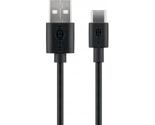 Kabelis Goobay USB-C cable Male 24 pin USB-C Male Black 4 pin USB Type A 1 m