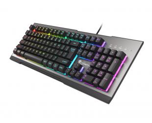 Klaviatūra Genesis Rhod 500 Gaming keyboard, RGB LED light, US, Silver/Black, Wired