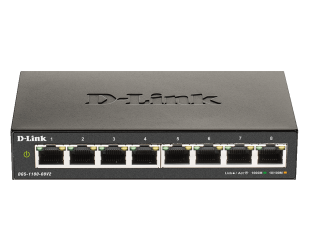 Komutatorius (Switch) D-Link Smart Gigabit Ethernet Switch DGS-110-08V2 Managed, Desktop, Power supply type External, Ethernet LAN (RJ-45) ports 8