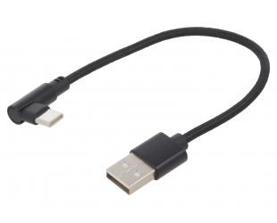 Kabelis Gembird Angled USB Type-C charging and data cable CC-USB2-AMCML-0.2M 0.2 m, Black