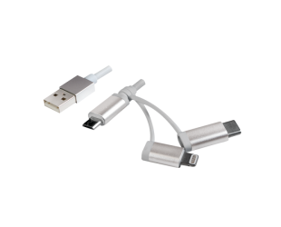 Kabelis Logilink USB 2.0 cable, USB-A/M to Micro-USB+USB+Lightning CU0126 1 m, USB 2.0 micro B/Plug + Lightning/Plug + USB-C/Plug, USB 2.0 A/Plug