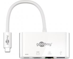 Jungčių stotelė Goobay USB-C Multiport Adapter (HDMI + Ethernet, PD) 62105 White