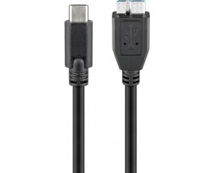 Kabelis Goobay 67995 USB-C to micro-B 3.0 cable Round cable, SuperSpeed data transfer - The USB-C cable supports data transfer rates up to 5GBps - 10