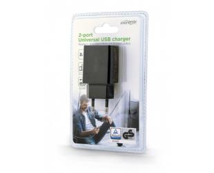 Įkroviklis Gembird 2-port universal USB charger EG-U2C2A-03-BK Black