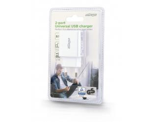 Įkroviklis Gembird 2-port universal USB charger EG-U2C2A-03-W White
