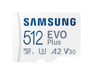Atminties kortelė Samsung microSD Card EVO PLUS 512 GB, MicroSDXC, Flash memory class 10, SD adapter