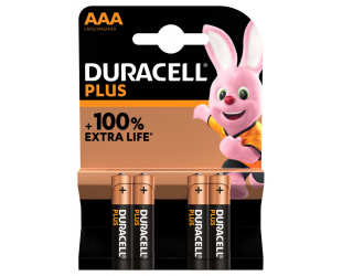 Baterijos Duracell Plus MN2400 AAA, Alkaline, 4 vnt