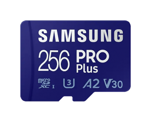 Atminties kortelė Samsung PRO PLUS UHS-I 256 GB, microSDXC Memory Card, Flash memory class U3, V30, A2, SD adapter