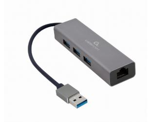 Jungčių stotelė Cablexpert USB AM Gigabit network adapter with 3-port USB 3.0 hub A-AMU3-LAN-01 Black