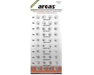 Baterijos Arcas AG Set (8xAG1, 8xAG3, 8xAG4, 8xAG13, 4xAG5, 4xAG12), Alkaline Button Cell, 40 vnt