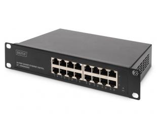 Komutatorius Digitus 16-port Gigabit Ethernet Switch DN-80115 10/100/1000 Mbps (RJ-45), Unmanaged, Rack mountable, Power supply type Internal, Etherne