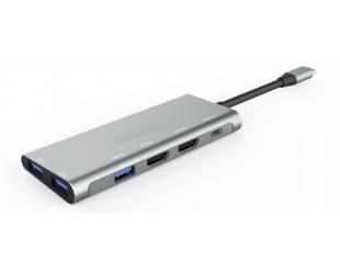 USB adapteris Gembird USB Type-C 3-in-1 multi-port adapter A-CM-COMBO3-01 0.15 m, Grey, USB Type-C