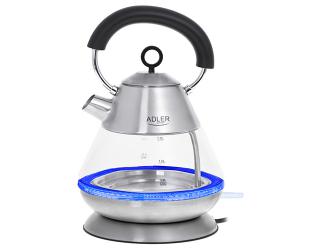 Virdulys Adler Kettle AD 1282 Electric, 1850 W, 1.5 L, Glass/Stainless steel, 360° rotational base, Inox