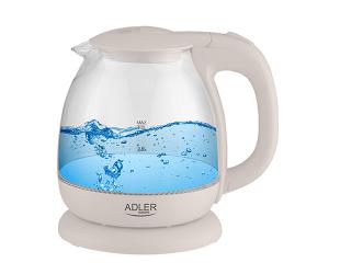 Virdulys Adler Kettle AD 1283C Electric, 900 W, 1 L, Glass/Stainless steel, 360° rotational base, Cream