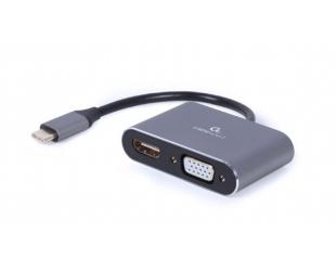 USB adapteris Cablexpert USB Type-C to HDMI + VGA display adapter, space grey