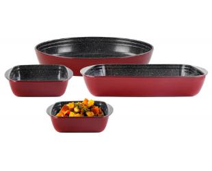 Kepimo formų rinkinys Stoneline Casserole dish set of 4vnt 21789 1+1+3+3.6 L, 20x17/35x24/39x24 cm, Borosilicate glass, Red, Dishwasher proof