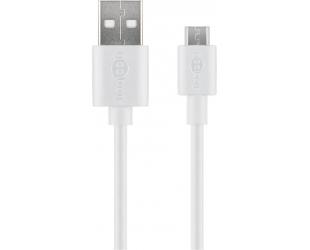 Kabelis Goobay Micro USB charging and sync cable 43837 White, USB 2.0 micro male (type B), USB 2.0 male (type A)