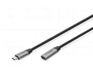 Kabelis Digitus USB-C/M to USB-C/F Extension Cable 	DB-300230-010-S USB-C jack, USB C, plug, Black, 1 m
