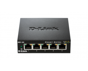 Komutatorius D-Link Ethernet Switch DGS-105/E	 Unmanaged, Desktop, 1GBps (RJ-45) ports quantity 5