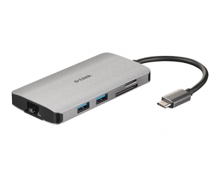 Jungčių stotelė D-Link 8-in-1 USB-C Hub with HDMI/Ethernet/Card Reader/Power Delivery DUB-M810	 0.15 m