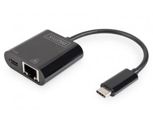 Tinklo adapteris Digitus USB-Type-C Gigabit Ethernet Adapter + PD with power delivery function DN-3027	 Black