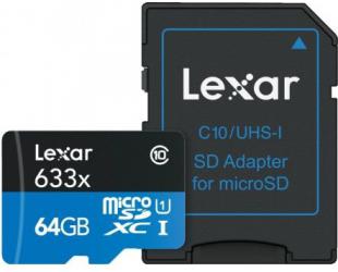 Atminties kortelė Lexar 64GB High-Performance 633x microSDHC UHS-I, up to 100MB/s read 20MB/s write