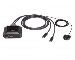 Komutatorius Aten US3312 2-Port USB-C 4K DisplayPort KVM Switch with Remote Port Selector