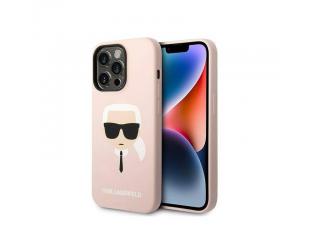 Dėklas Karl Lagerfeld KLHMP14XSLKHLP iPhone 14 Pro Max 6,7 colio šviesiai rožinis silikoninis Karl`s Head Magsafe