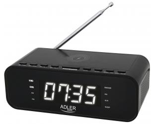 Radijo imtuvas Adler Alarm Clock with Wireless Charger AD 1192B AUX in, Black, Alarm function