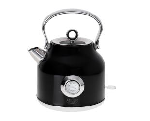 Virdulys Adler Kettle with a Thermomete AD 1346b Electric, 2200 W, 1.7 L, Stainless steel, 360° rotational base, Black
