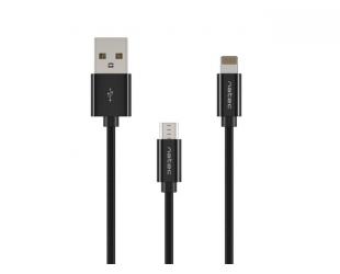 Kabelis Natec USB-A to Micro USB, Lightning 1 m, Black
