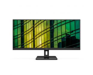 Monitorius AOC Monitor U34E2M 34", VA, WQHD, 3440x1440, 21:9, 4 ms, 300 cd/m², Black, 100 Hz, HDMI ports quantity 2